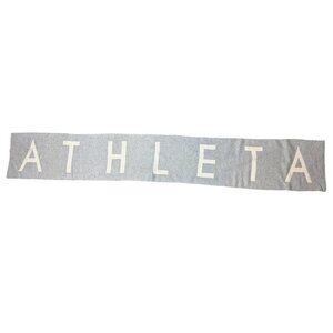 Athleta Reversible Logo Knit Scarf Gray & Cream Cotton Blend
